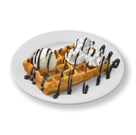 ВІДЕНСЬКІ ВАФЛІ З МОРОЗИВОМ І ШОКОЛАДНИМ СОУСОМ