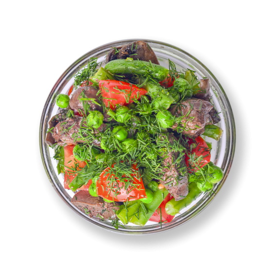 САЛАТ ІЗ КУРЯЧОЮ ПЕЧІНКОЮ