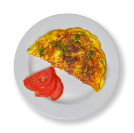 ОМЛЕТ З ШИНКОЮ, ГРИБАМИ І СИРОМ