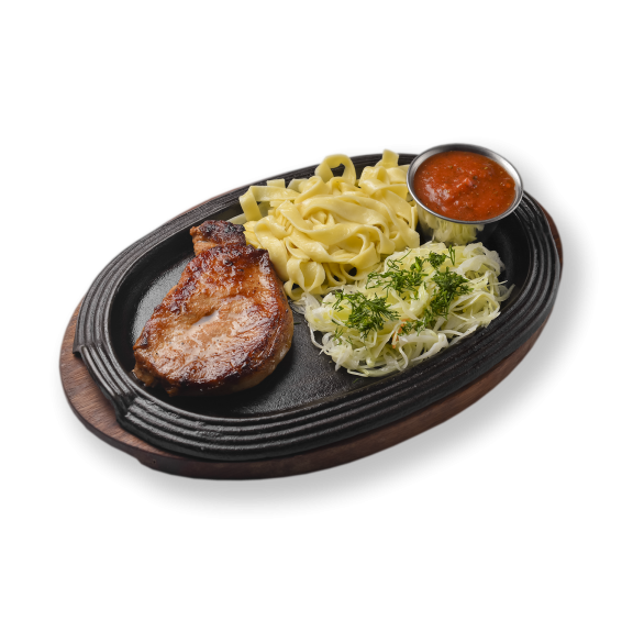 СТЕЙК-МЕНЮ ЗІ СВИНИНИ З ПАСТОЮ